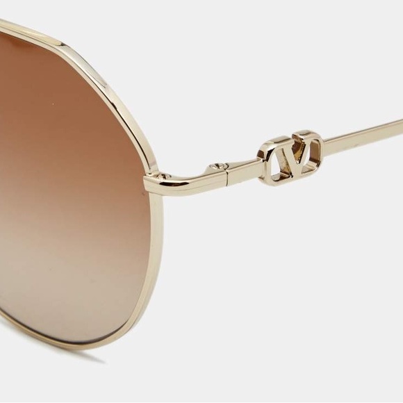 Valentino Eyewear Sunglasses Gold Tone/ Brown Gradient VA 2043 - Picture 3 of 4